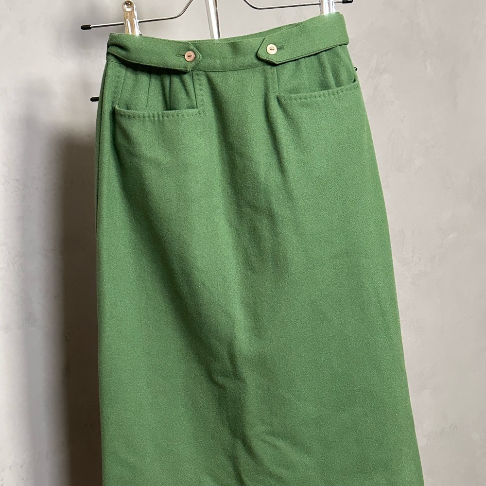 Vintage Green Wool Wrap Skirt